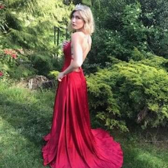 Betsy & Adam Red Floor Length Prom Formal Size 0 - Picture 8 of 9